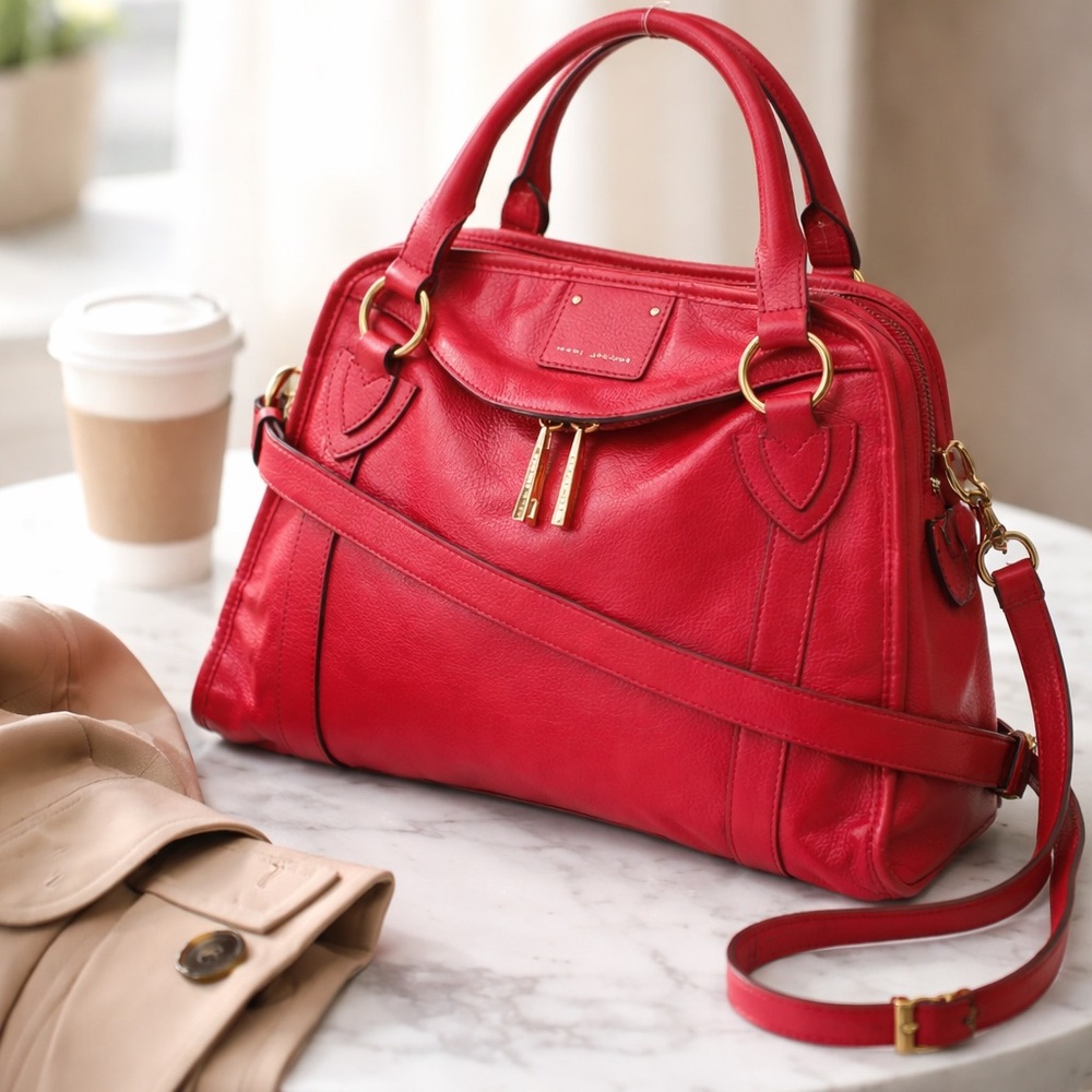 Marc Jacobs Fulton Leather Satchel – Raspberry | MADE in ITALY